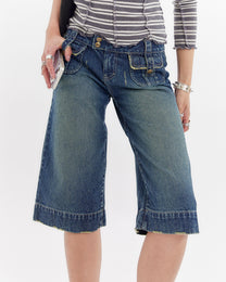 Washed Over-Knee Pocket Jort