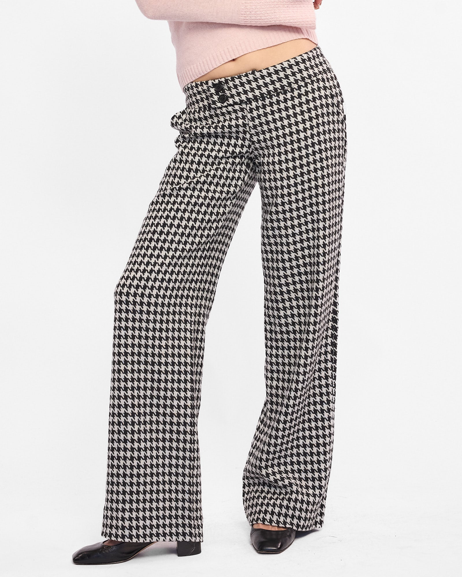Houndstooth Lowrise Wool Trousers