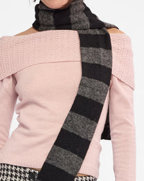 Mohair Skinny Stripe Scarf - Black / Charcoal
