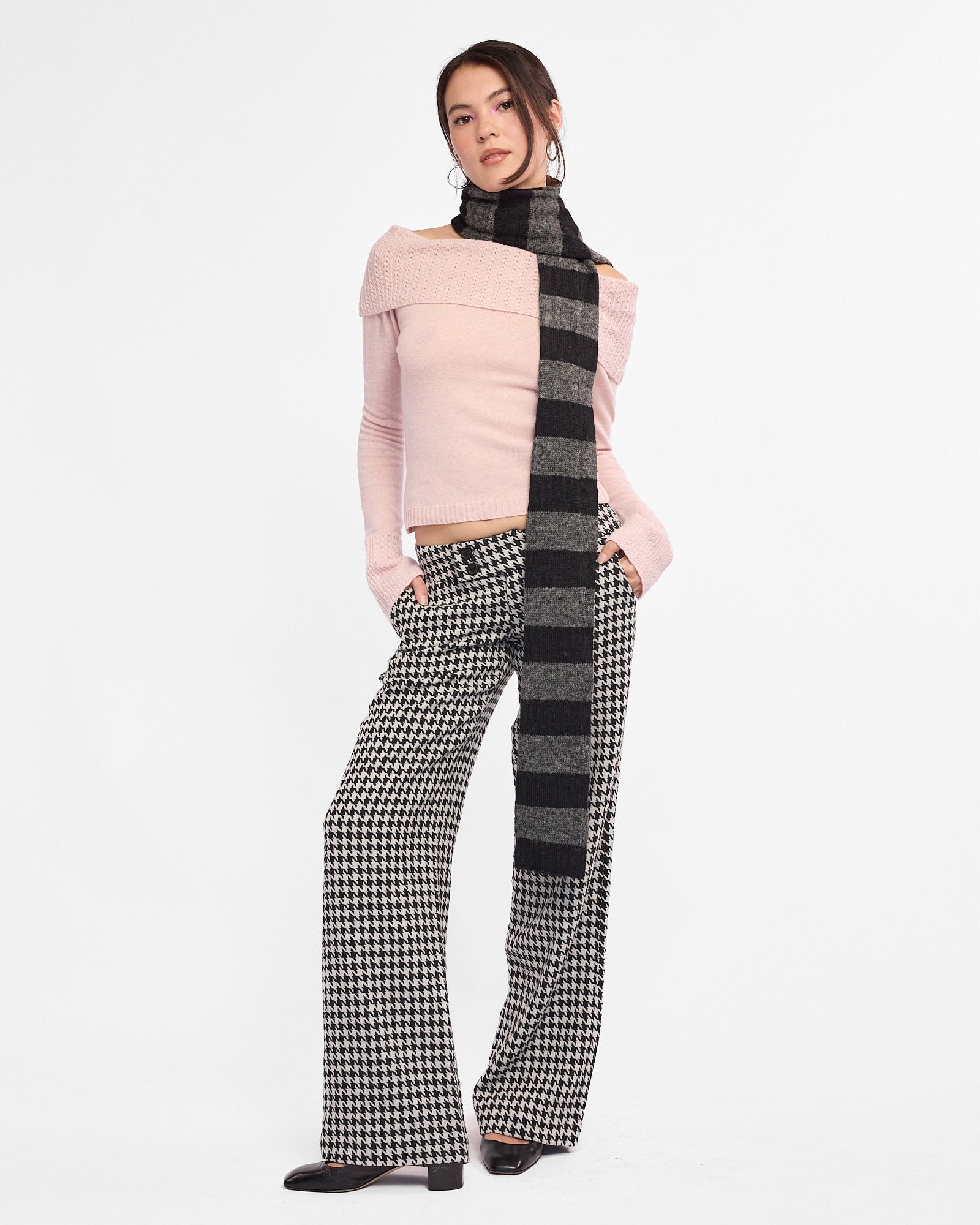Houndstooth Lowrise Wool Trousers