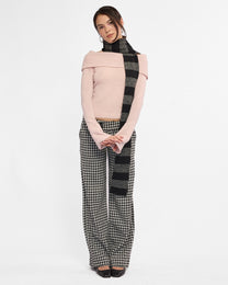 Mohair Skinny Stripe Scarf - Black / Charcoal