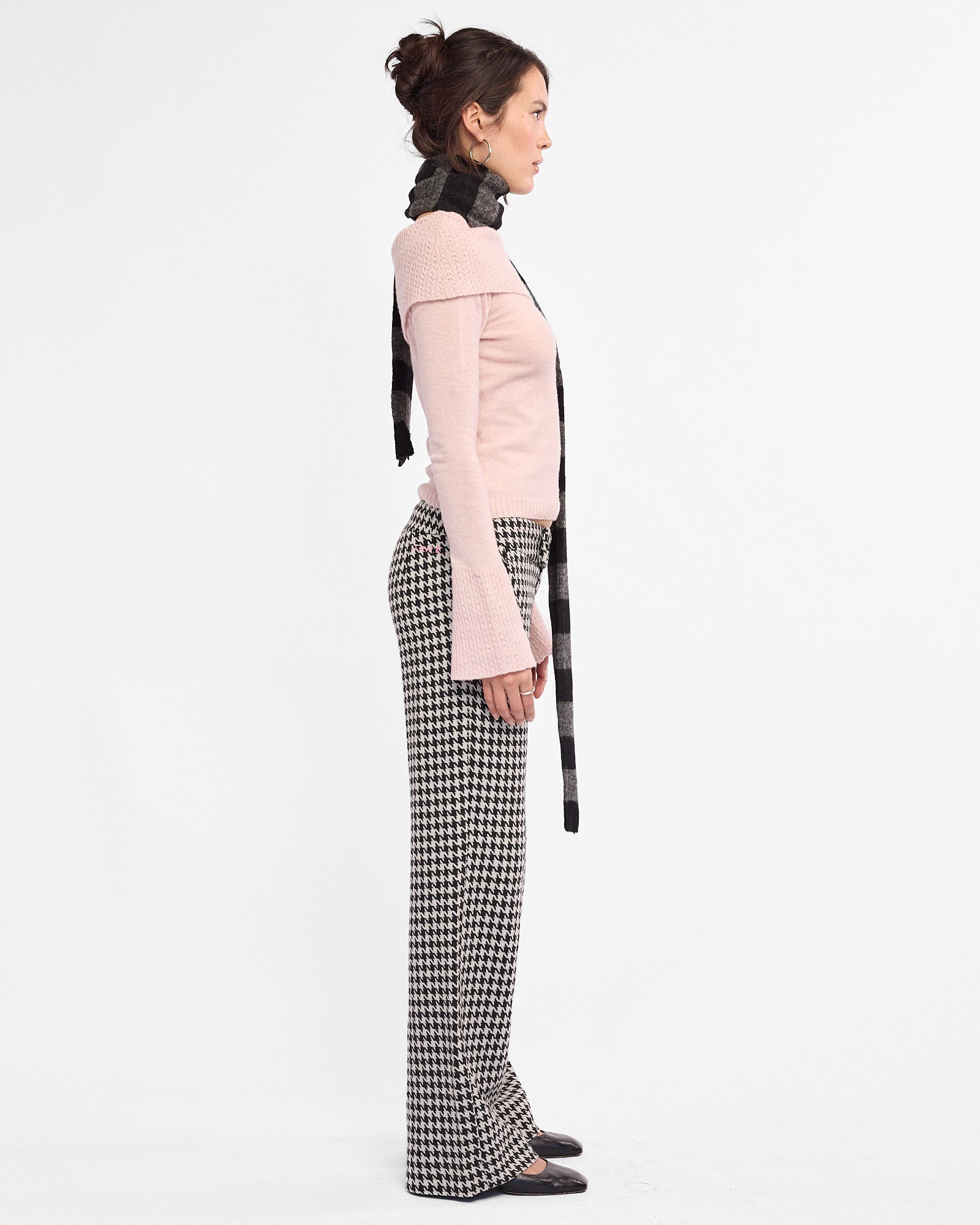 Houndstooth Lowrise Wool Trousers