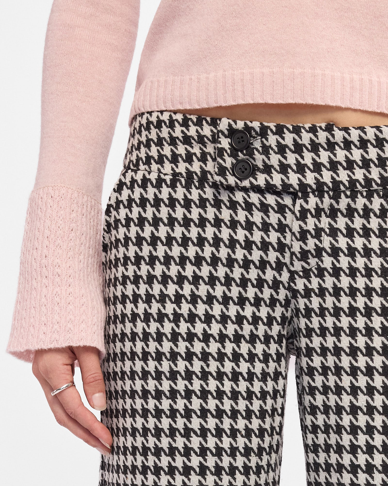 Houndstooth Lowrise Wool Trousers