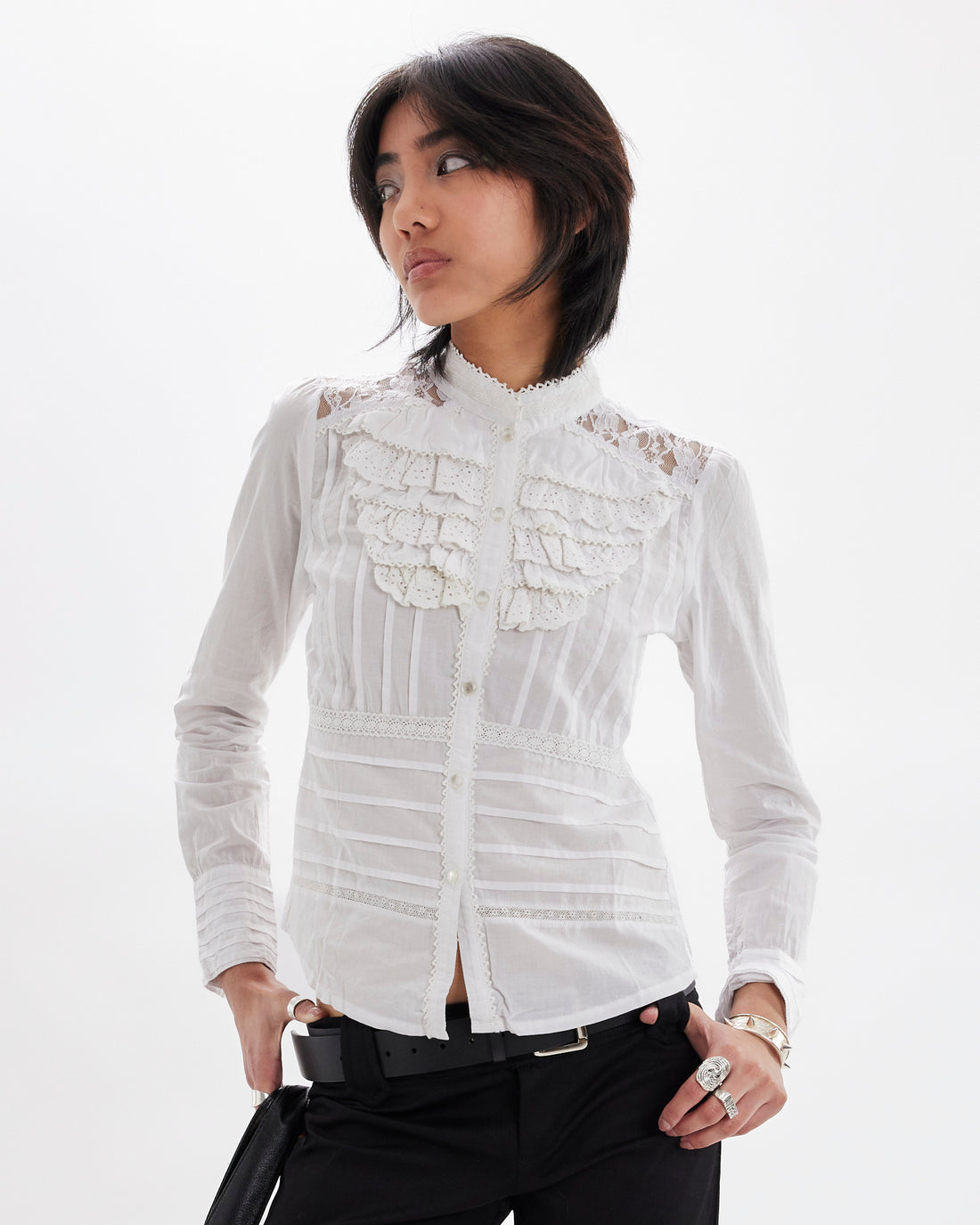 Frill Lace Button Up Blouse