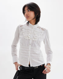 Frill Lace Button Up Blouse