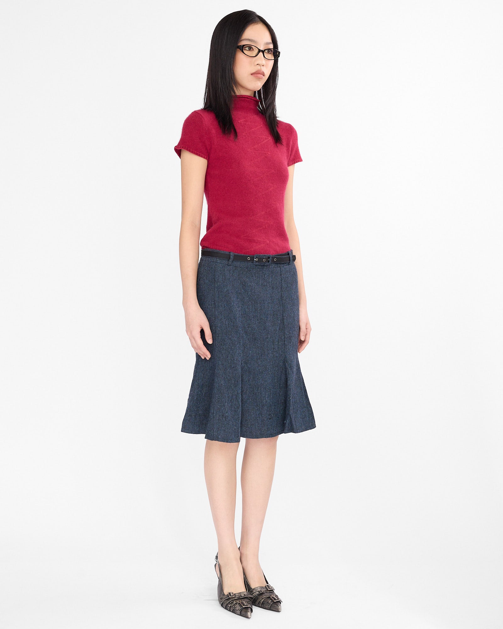 Angora High Neck Knit Top