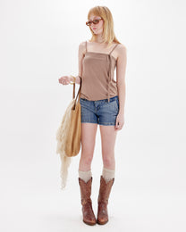 Braided Spaghetti Strap Cami - Mocha