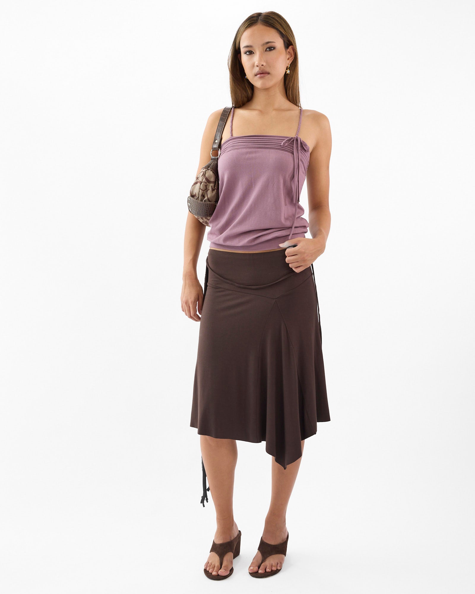 Braided Spaghetti Strap Cami - Mauve