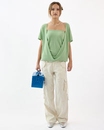 Layered Knit Tie Top - Leaf