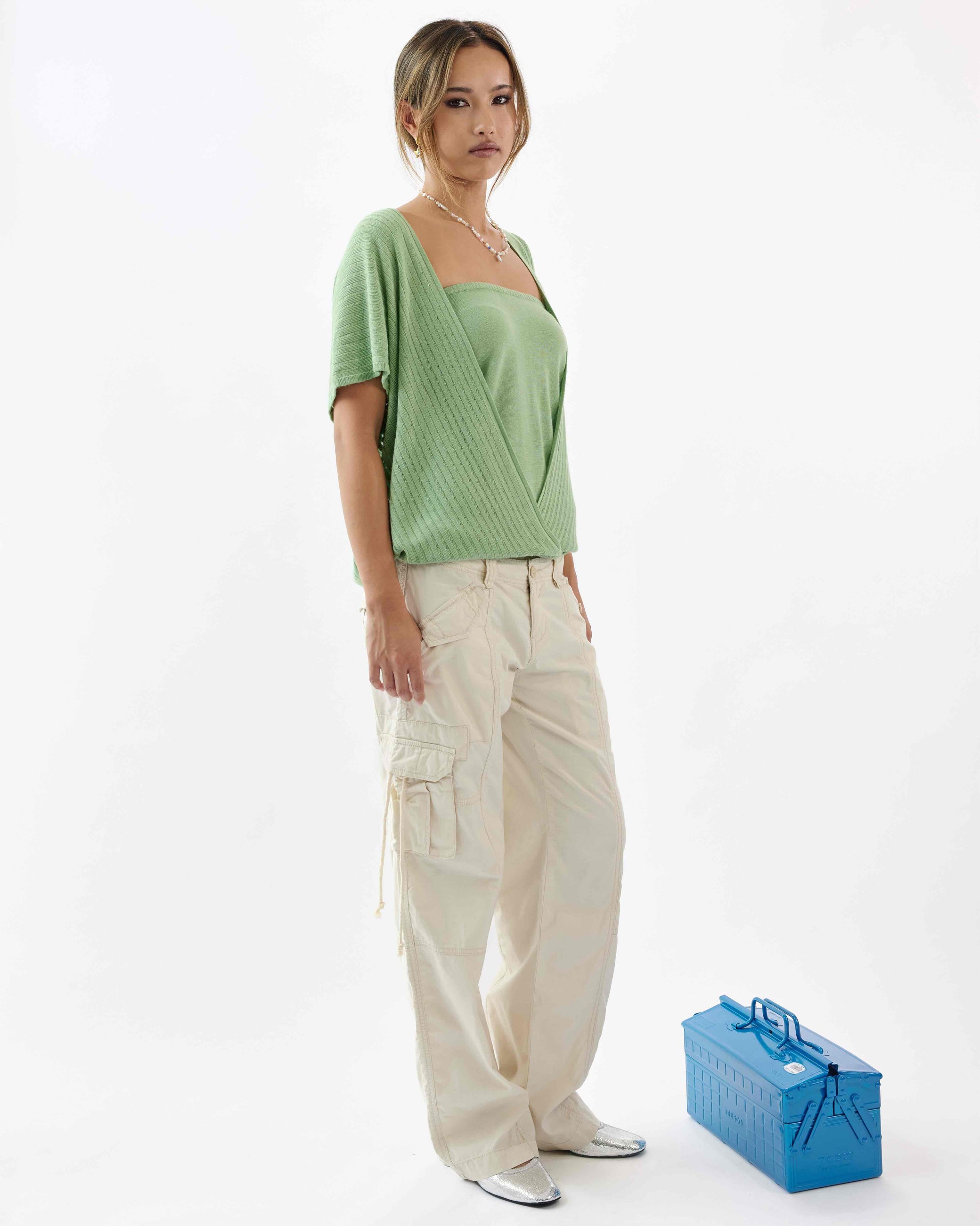 Layered Knit Tie Top - Leaf