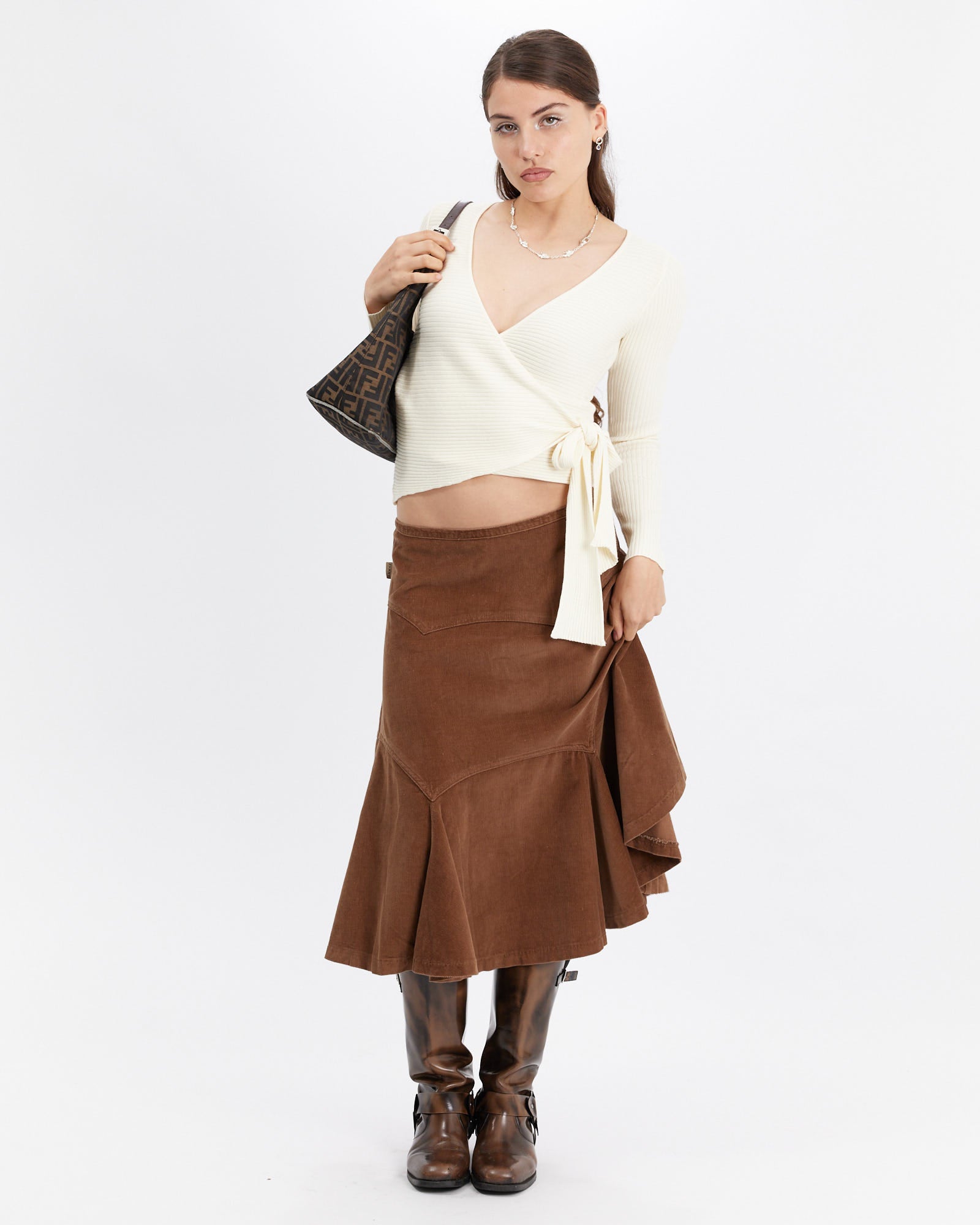 Panelled Corduroy Skirt