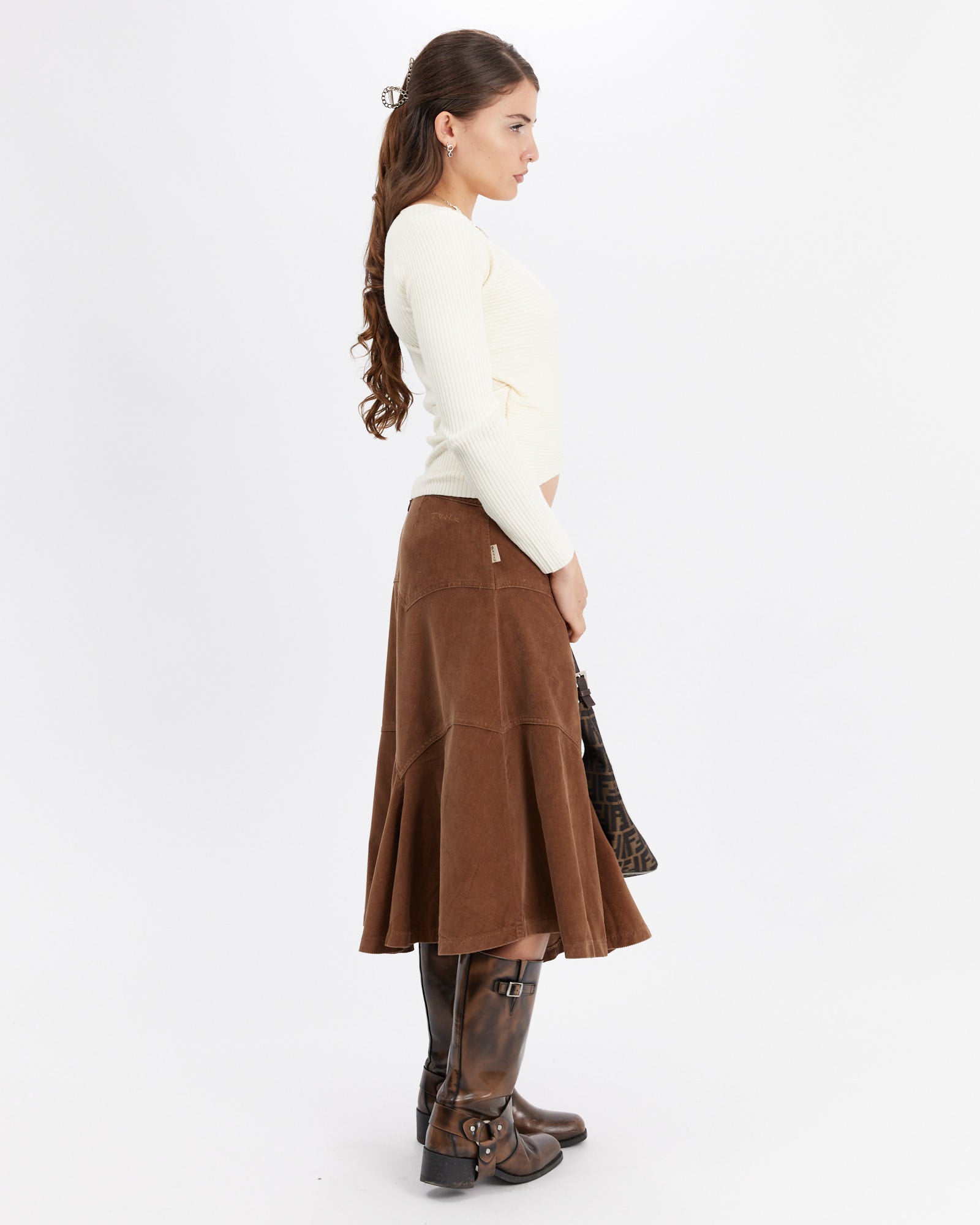 Panelled Corduroy Skirt