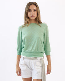 Pointelle Clip Back Top - Teal