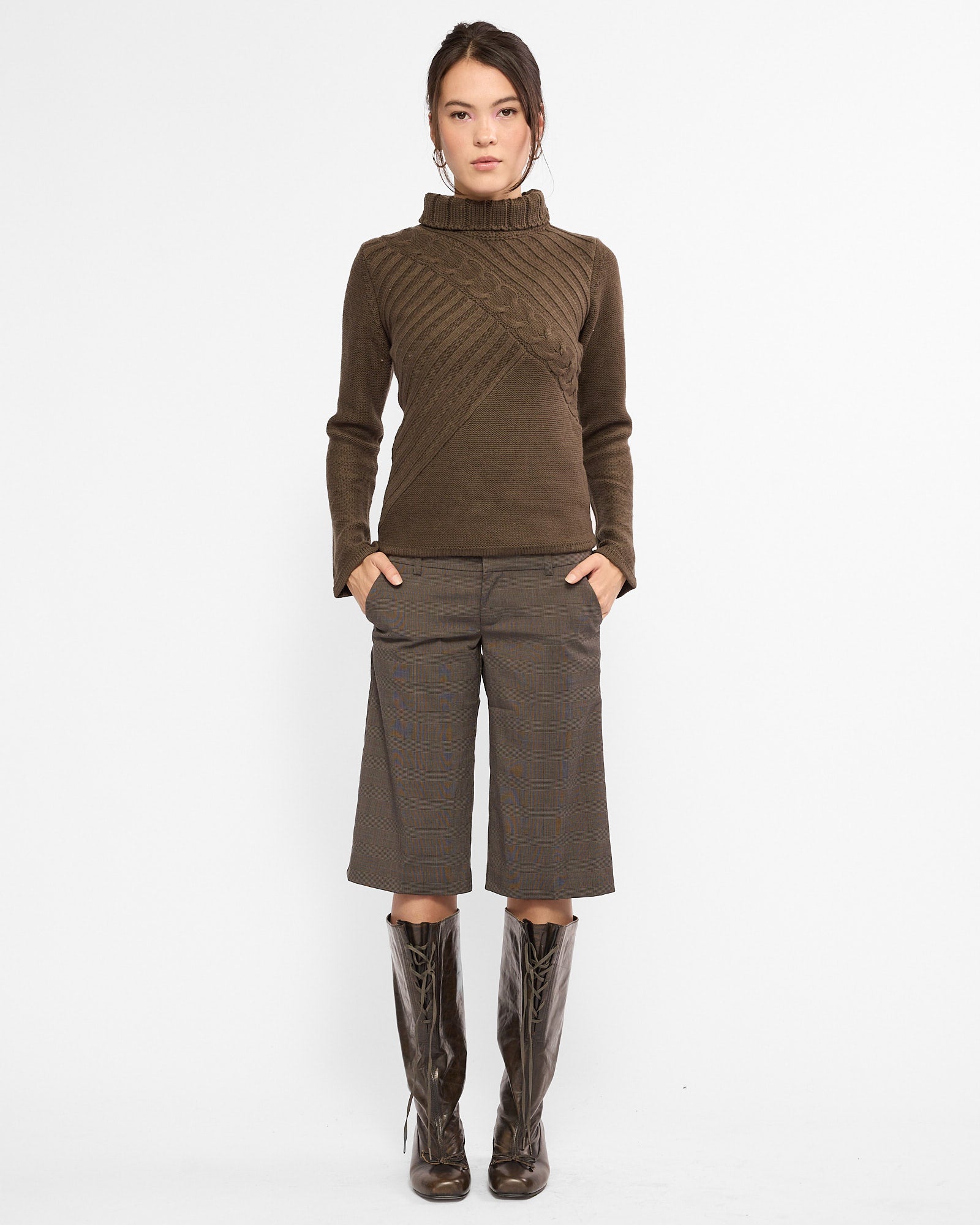 Tailored Plaid Capri Shorts