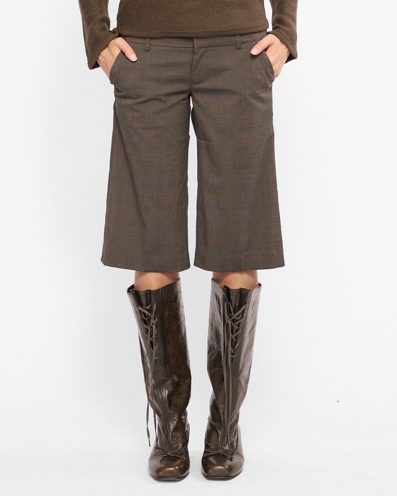 Tailored Plaid Capri Shorts