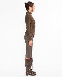 Flare Sleeve Turtle Neck Knit Sweater - Khaki