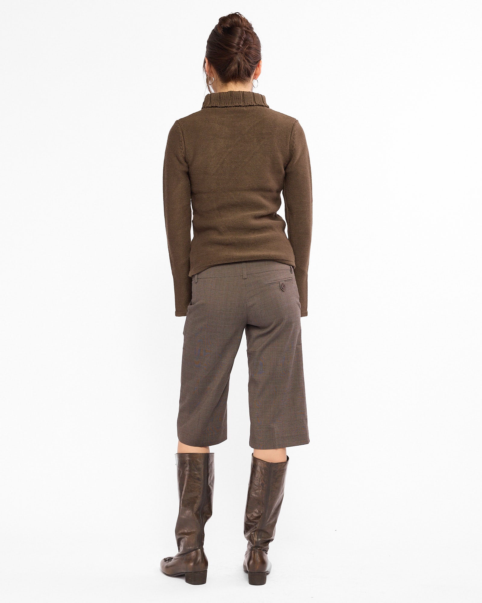 Flare Sleeve Turtle Neck Knit Sweater - Khaki