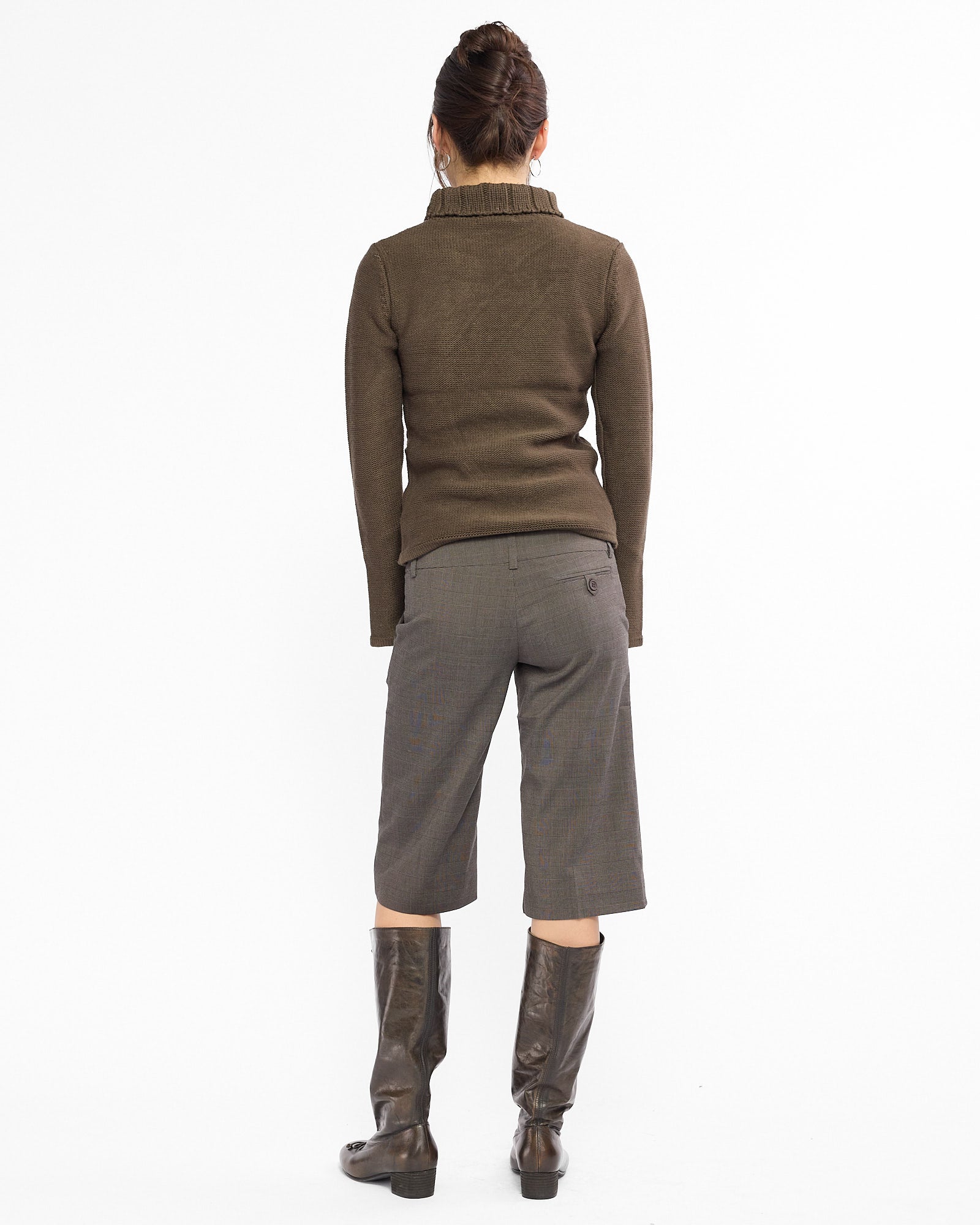 Flare Sleeve Turtle Neck Knit Sweater - Khaki