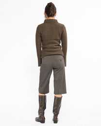 Flare Sleeve Turtle Neck Knit Sweater - Khaki