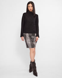 Flare Sleeve Turtle Neck Knit Sweater - Black