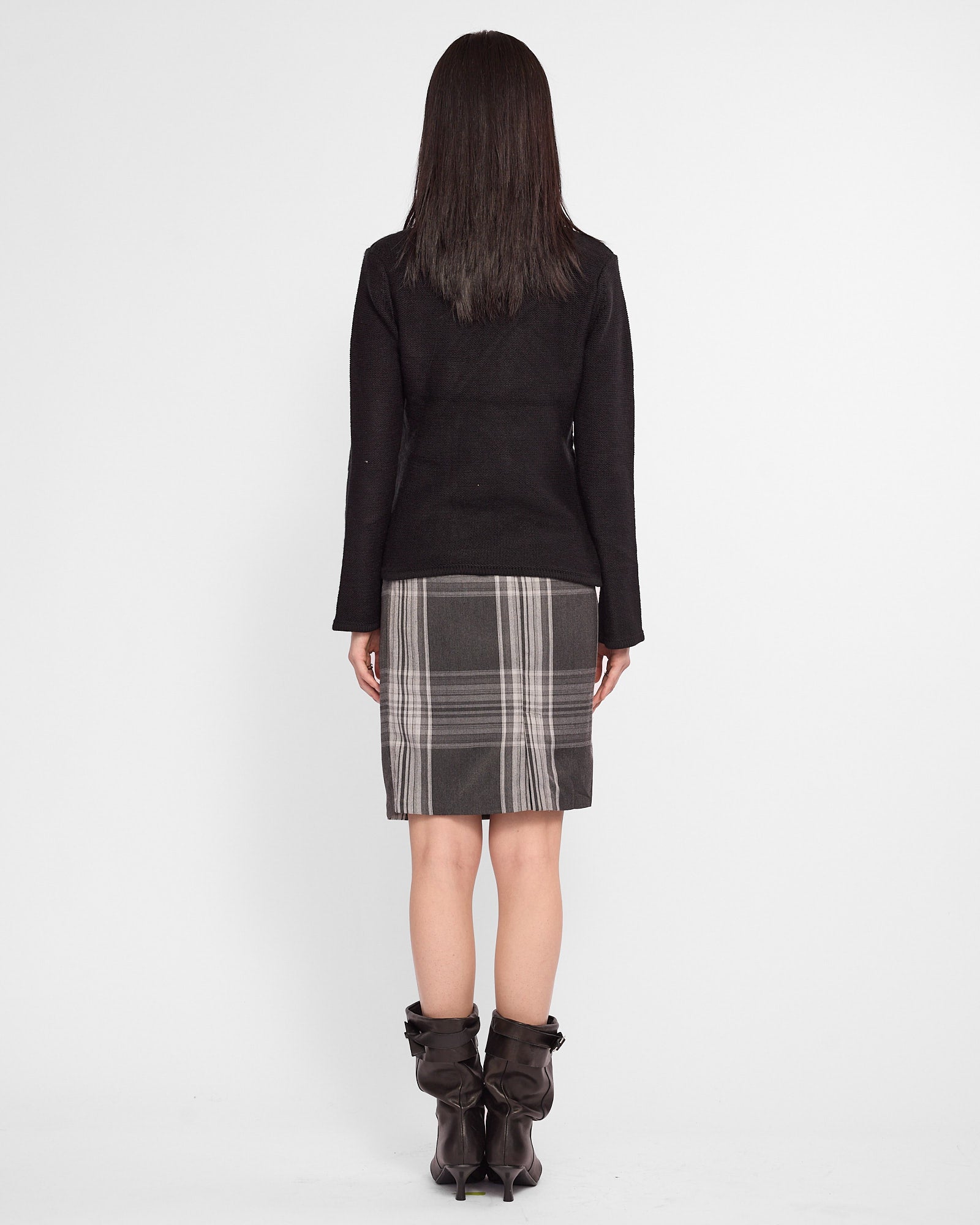 Flare Sleeve Turtle Neck Knit Sweater - Black