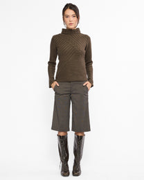 Wide Leg Plaid Capri Shorts
