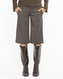 Wide Leg Plaid Capri Shorts