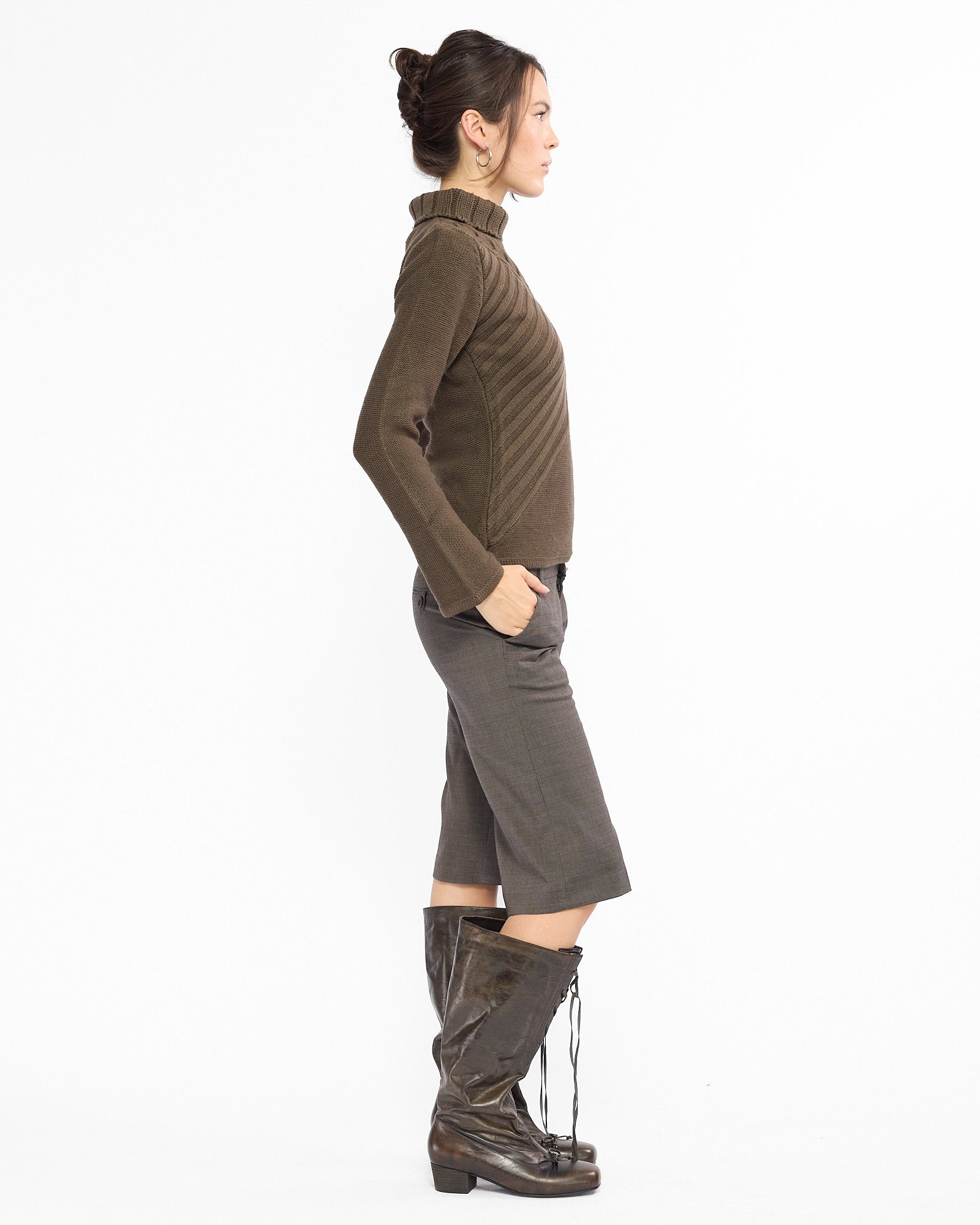 Wide Leg Plaid Capri Shorts