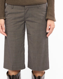 Wide Leg Plaid Capri Shorts