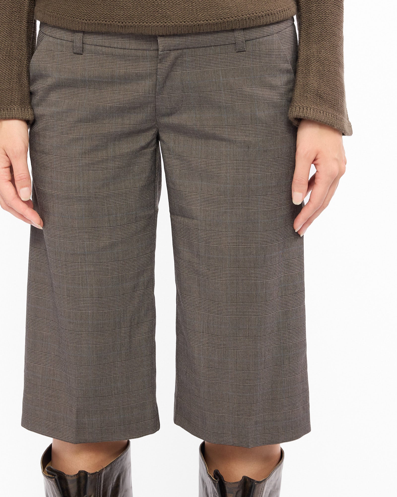 Wide Leg Plaid Capri Shorts
