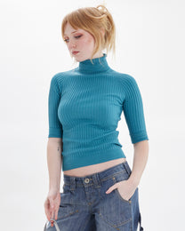 Ribbed 3/4 Turtle Neck Knit