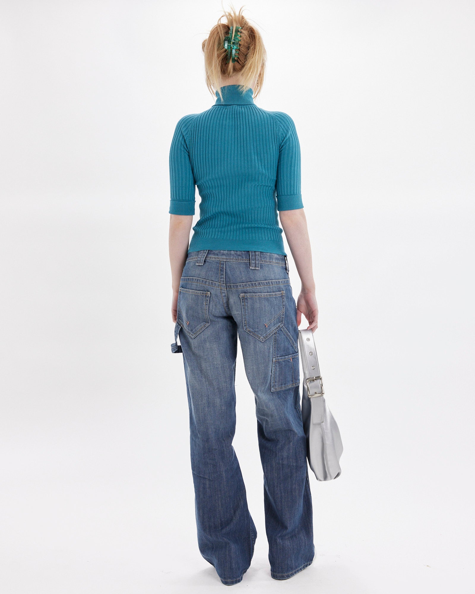 Ribbed 3/4 Turtle Neck Knit