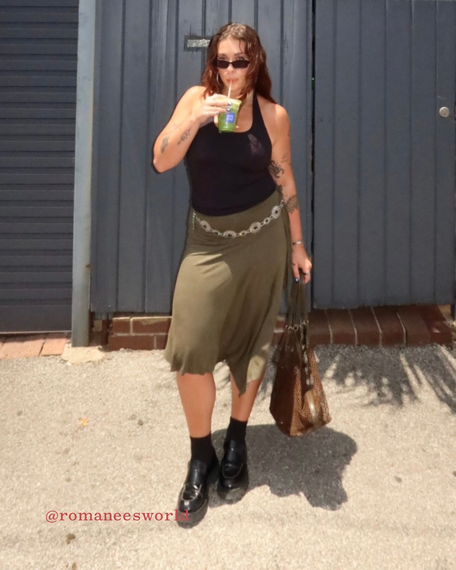 Asymmetrical Jersey Skirt - Khaki