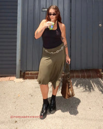 Asymmetrical Jersey Skirt - Khaki
