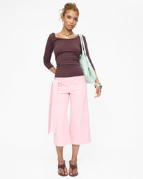 Fisherman Tie Stretch Cotton Capri - Rose