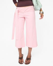 Fisherman Tie Stretch Cotton Capri - Rose