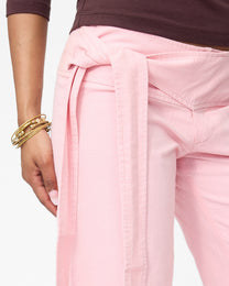 Fisherman Tie Stretch Cotton Capri - Rose