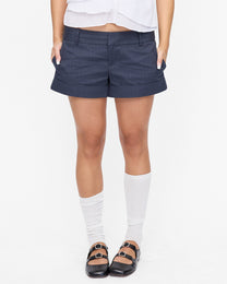 Cuffed Pinstripe Stretch Cotton Mini Short