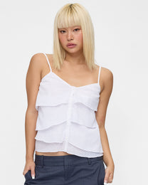 Layered Heart Button-Through Cami - White