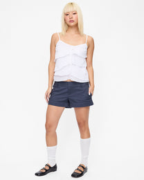 Cuffed Pinstripe Stretch Cotton Mini Short