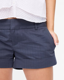 Cuffed Pinstripe Stretch Cotton Mini Short