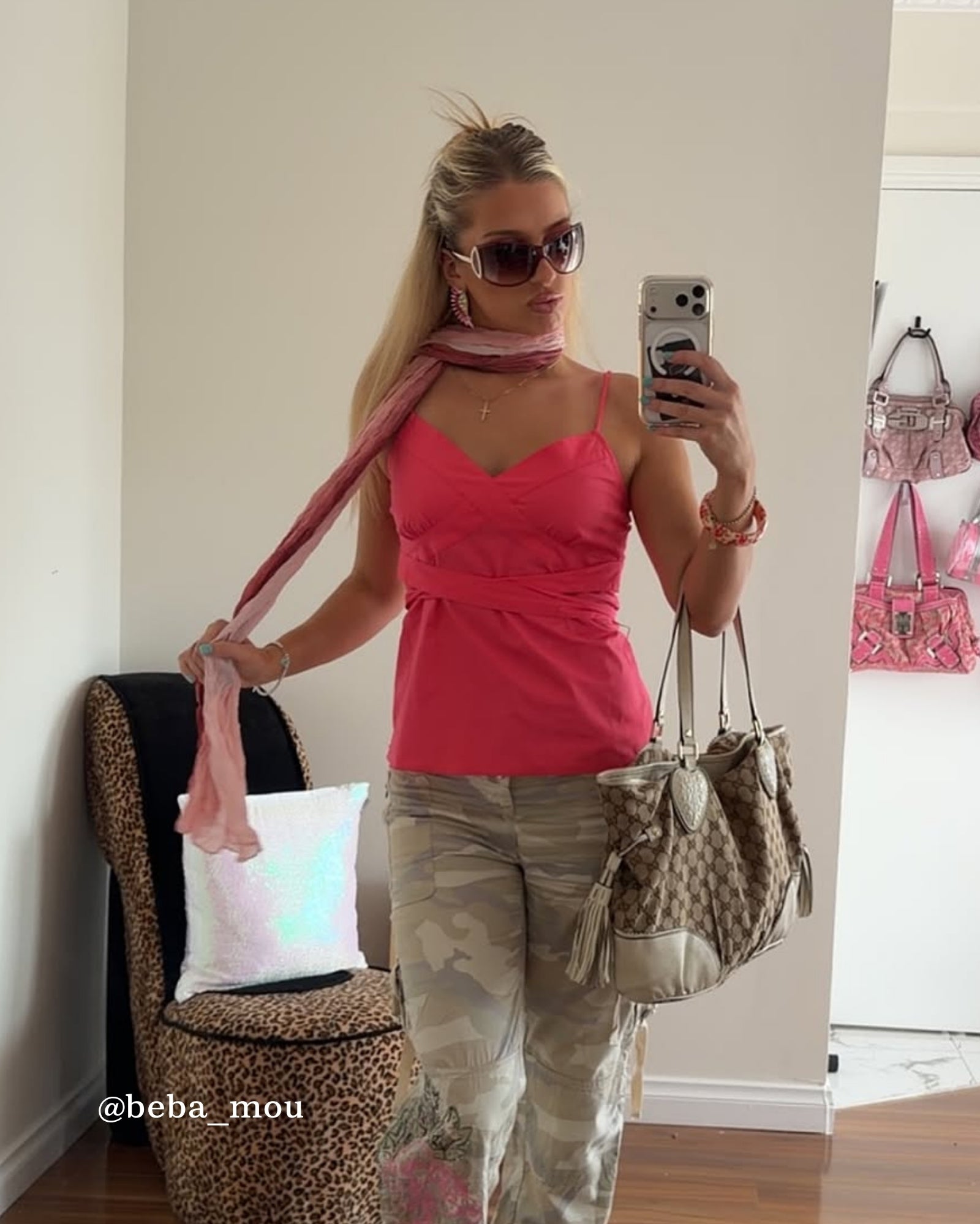 Stretch Cotton Tie Back Cami - Coral