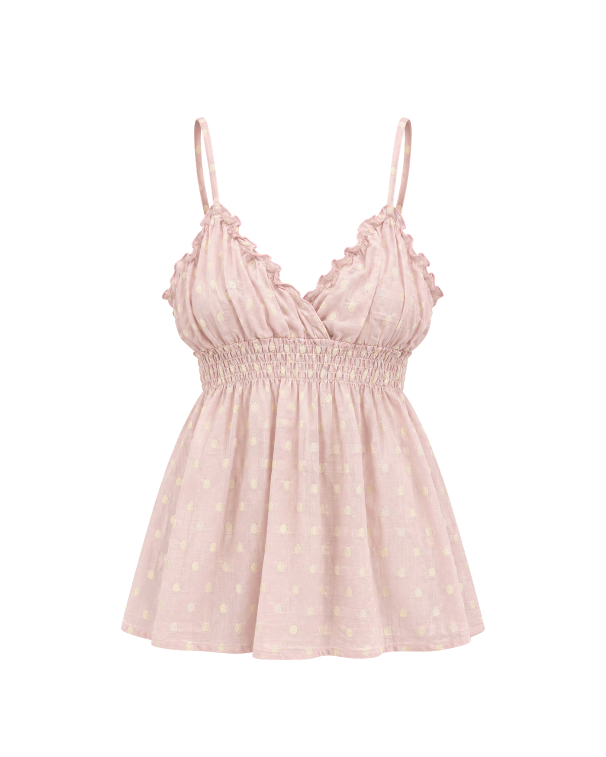 Polka Embroidered Babydoll Cami - Blush
