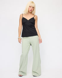 Low-rise Wide Leg Linen Blend Trouser