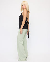 Low-rise Wide Leg Linen Blend Trouser