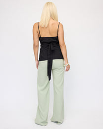 Stretch Cotton Tie Back Cami - Black