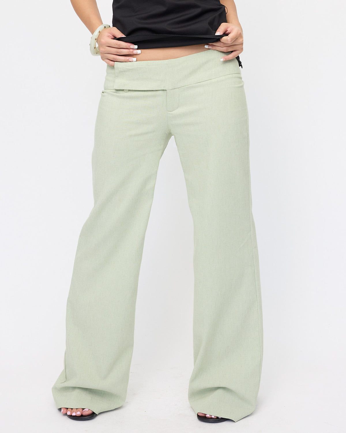 Low-rise Wide Leg Linen Blend Trouser