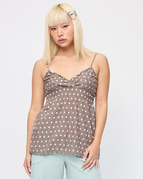 [COMING SOON] Polka Embroidered Babydoll Cami - Taupe