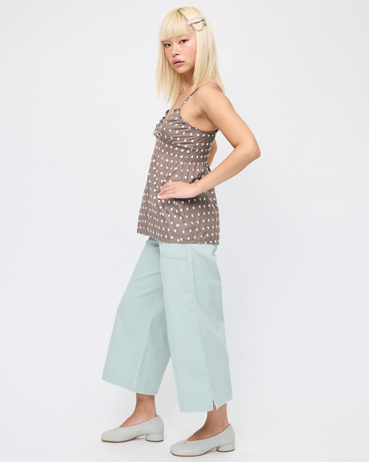 [COMING SOON] Polka Embroidered Babydoll Cami - Taupe