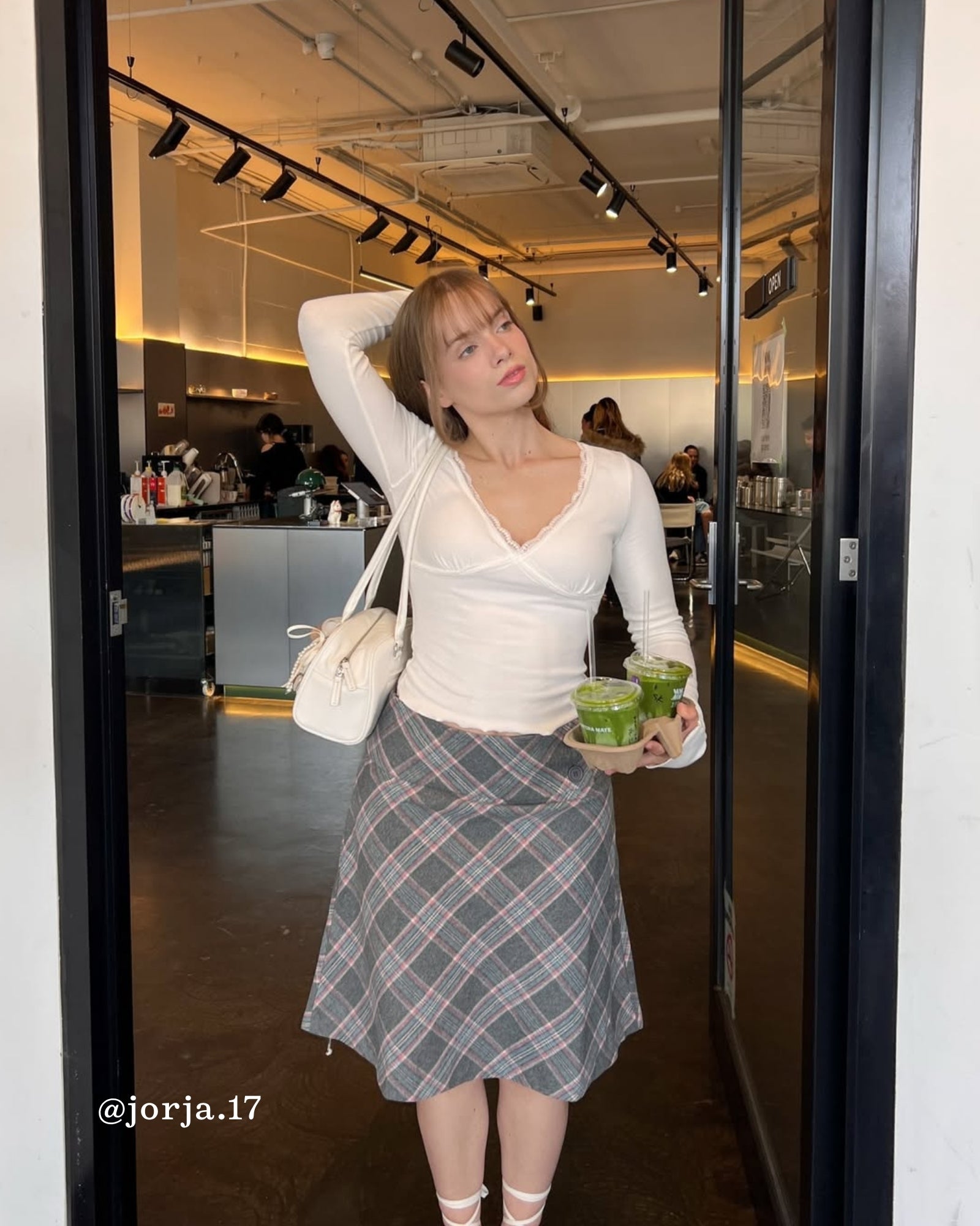 Wide Waistband Tartan Wool Skirt